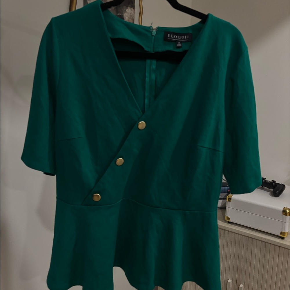 Eloquii Green Peplum style Top